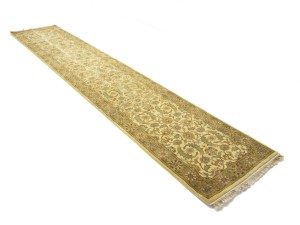 Golden Beige Floral Classic 3X14 Agra Jaipur Oriental Runner Rug