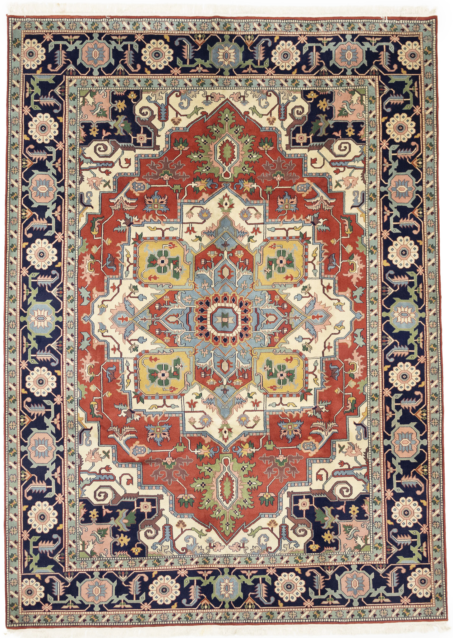 Orange-red Floral 10X14 Indo Heriz Oriental Rug