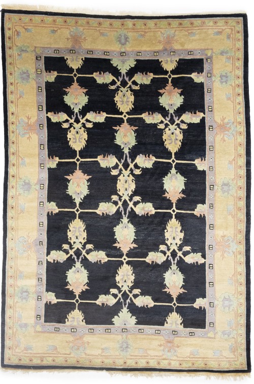 Charcoal Classic Floral 8X11 Oriental Tibetan Rug