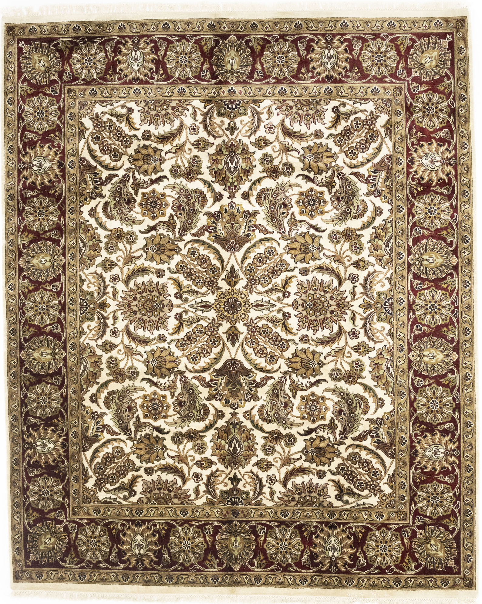 Cream Floral Classic 8X10 Agra Jaipur Oriental Rug