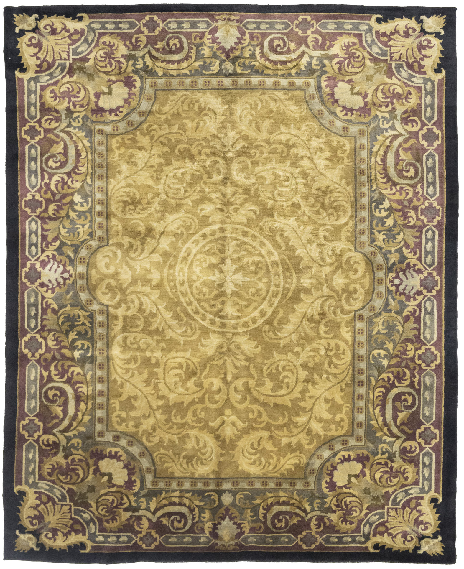 Golden Beige Classic Floral 8X10 Oriental Tibetan Rug