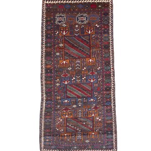 Vintage Brown Geometric Tribal 4'5X9 Afghan Vintage Oriental Runner Rug