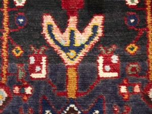 Vintage Purple-navy Floral 3'7X12'8 Hamedan Persian Runner Rug