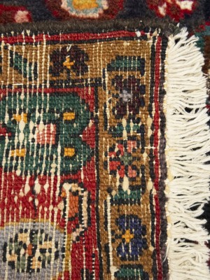 Vintage Purple-navy Floral 3'7X12'8 Hamedan Persian Runner Rug