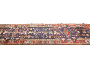 Vintage Purple-navy Floral 3'7X12'8 Hamedan Persian Runner Rug