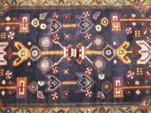Vintage Purple-navy Floral 3'7X12'8 Hamedan Persian Runner Rug