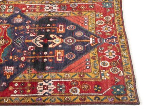 Vintage Purple-navy Floral 3'7X12'8 Hamedan Persian Runner Rug