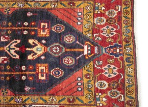 Vintage Purple-navy Floral 3'7X12'8 Hamedan Persian Runner Rug