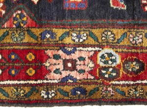 Vintage Purple-navy Floral 3'7X12'8 Hamedan Persian Runner Rug