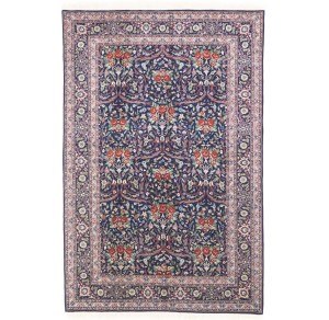 Purple-navy Traditional Floral 6X9 Kerman Pakistan Rug