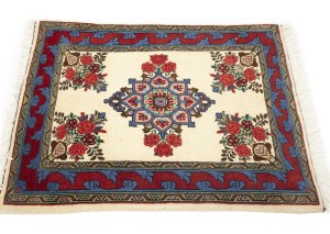 Vintage Cream Floral Tribal 2X3 Bidjar Persian Rug