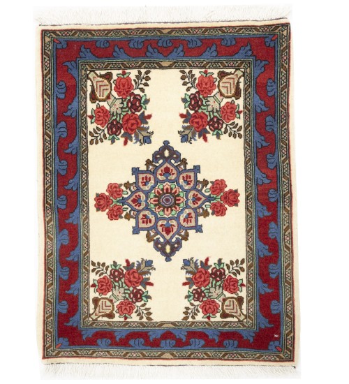 Vintage Cream Floral Tribal 2X3 Bidjar Persian Rug