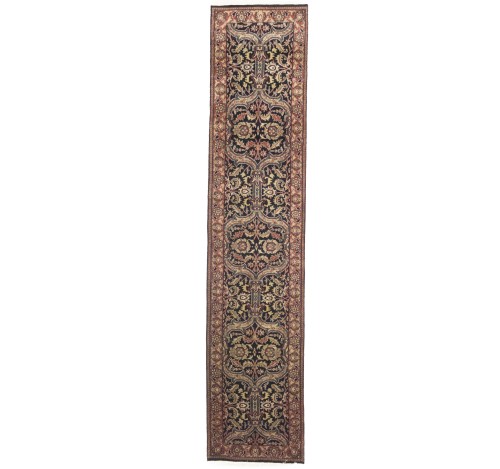 Black Floral Classic 3X12 Agra Jaipur Oriental Runner Rug