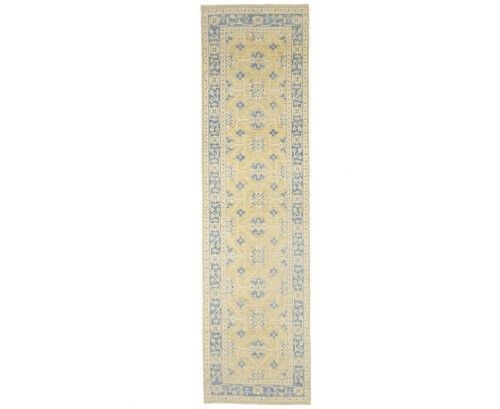 Beige Floral Khotan 3X12 Oushak Oriental Runner Rug