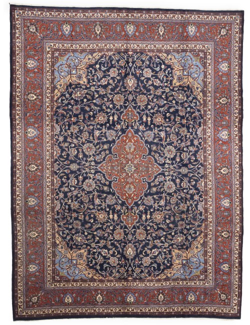 Semi Antique Purple-navy Floral 10X13 Sarouk Persian Rug