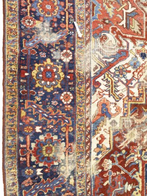 Semi Antique Red Floral 9X12 Heriz Persian Rug