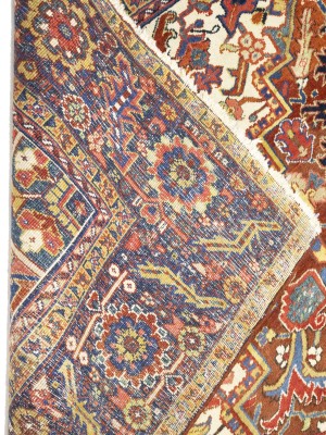 Semi Antique Red Floral 9X12 Heriz Persian Rug