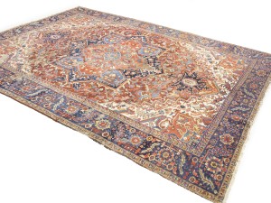 Semi Antique Red Floral 9X12 Heriz Persian Rug