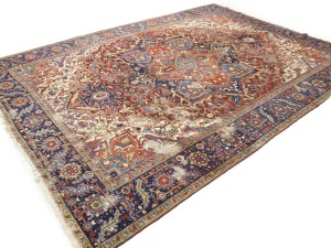 Semi Antique Red Floral 9X12 Heriz Persian Rug