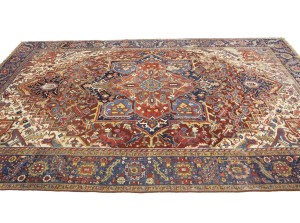 Semi Antique Red Floral 9X12 Heriz Persian Rug