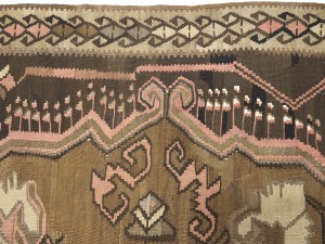 Brown Geometric Reversible 6X14'6 Kilim Oriental Rug
