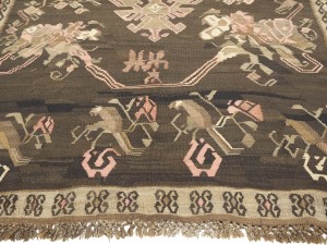 Brown Geometric Reversible 6X14'6 Kilim Oriental Rug