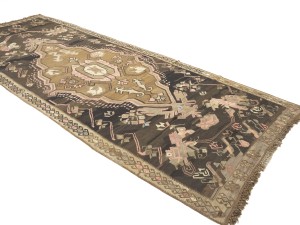 Brown Geometric Reversible 6X14'6 Kilim Oriental Rug