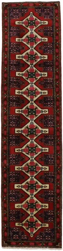 Vintage Red Floral 3X13 Bidjar Sanneh Persian Runner Rug