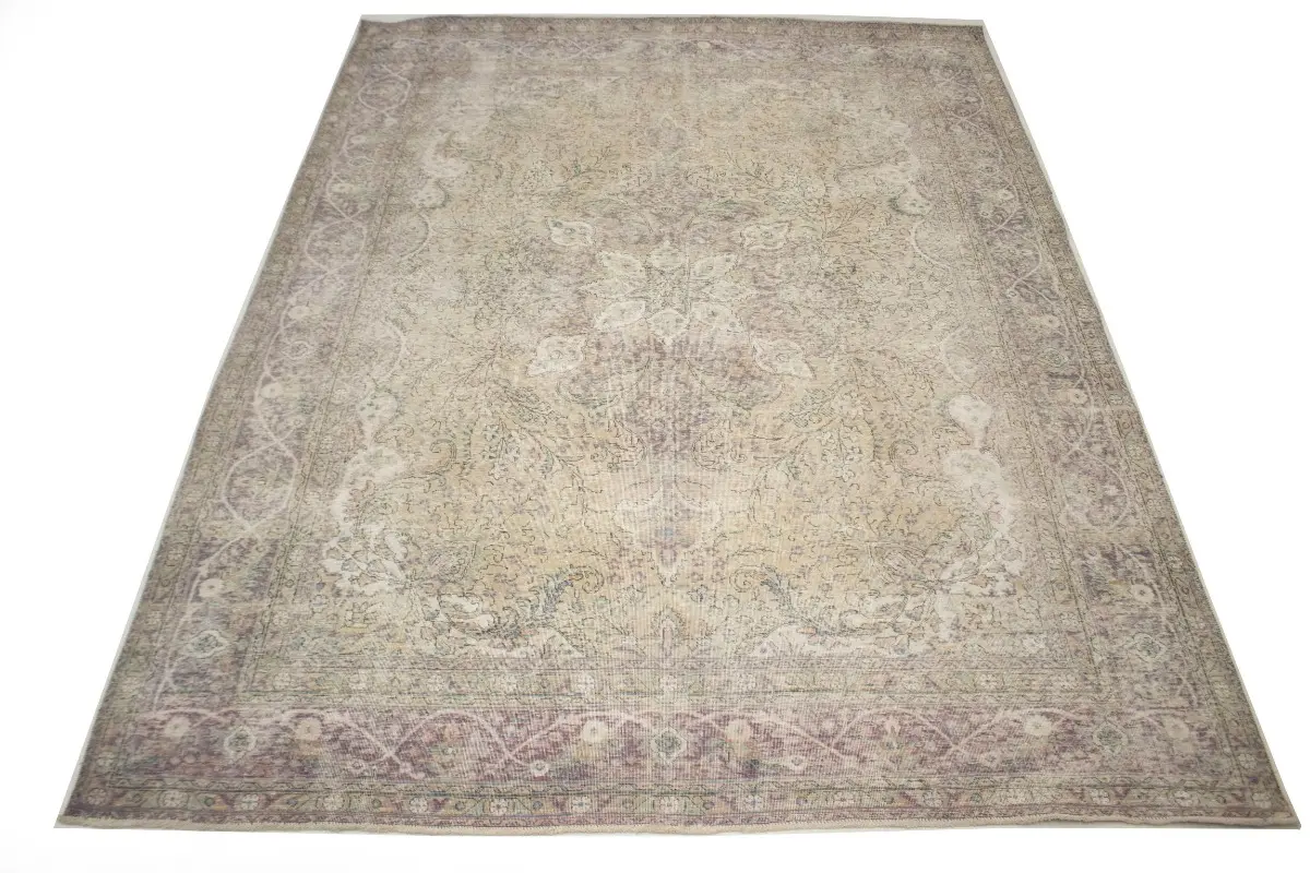 Semi Antique Muted Floral 10X13 Distressed Vintage Oriental Rug