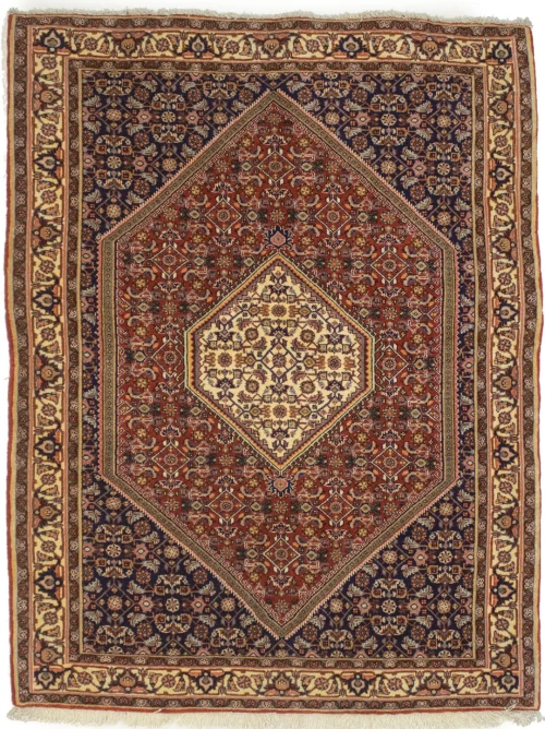 Vintage Rust Orange Floral 4X5 Bidjar Persian Rug