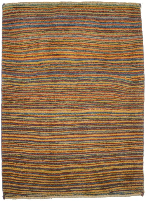 Vintage Multicolored Stripes Tribal 3X4 Gabbeh Persian Rug