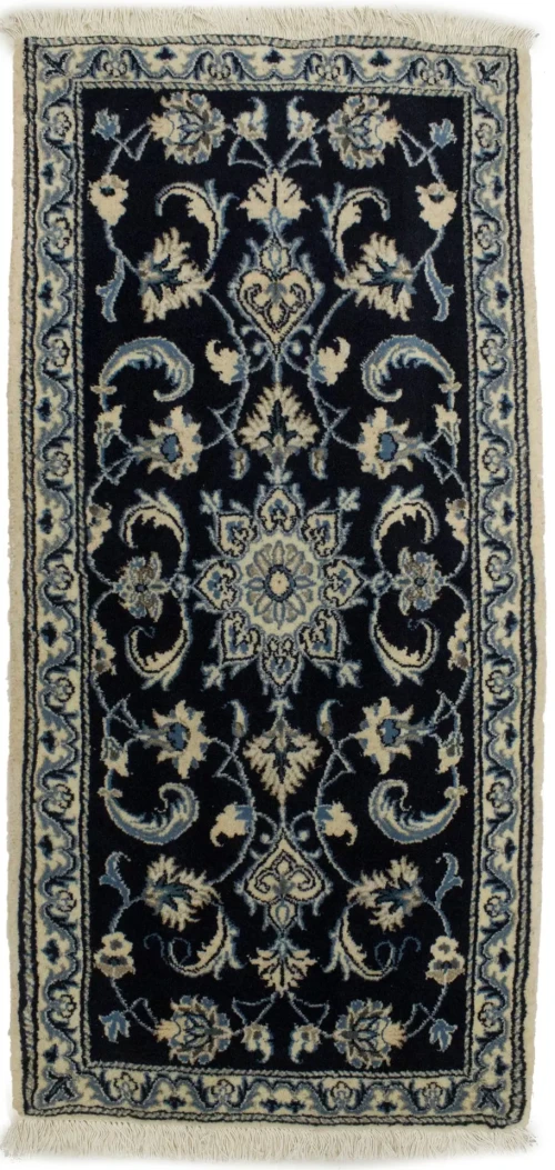 Navy Blue Classic Floral 2'2X4'6 Nain Persian Rug