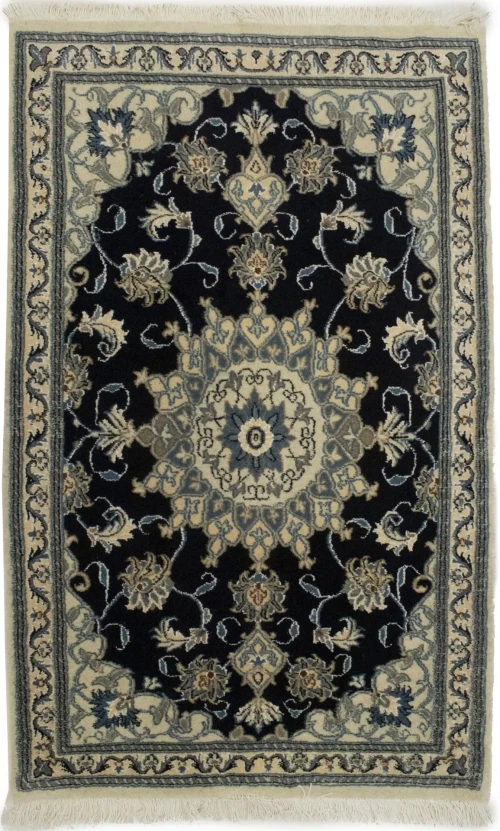 Navy Blue Floral Classic 3X4'6 Nain Persian Rug