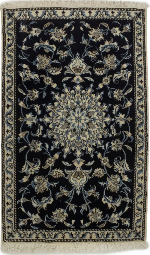 Navy Blue Floral Classic 3X5 Nain Persian Rug