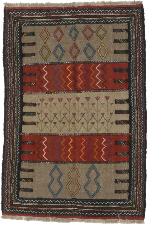 Khaki Tribal 4X6 Sumak Herati Persian Rug