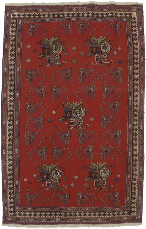 Orange Tribal 4'5X7 Sumak Persian Rug