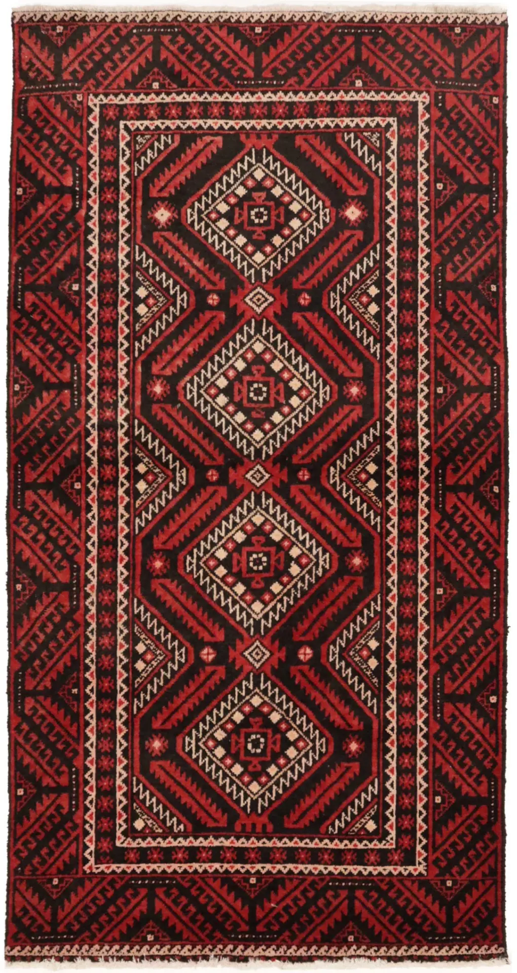 Red Vintage Tribal 3'3X6'5 Balouch Persian Oriental Rug