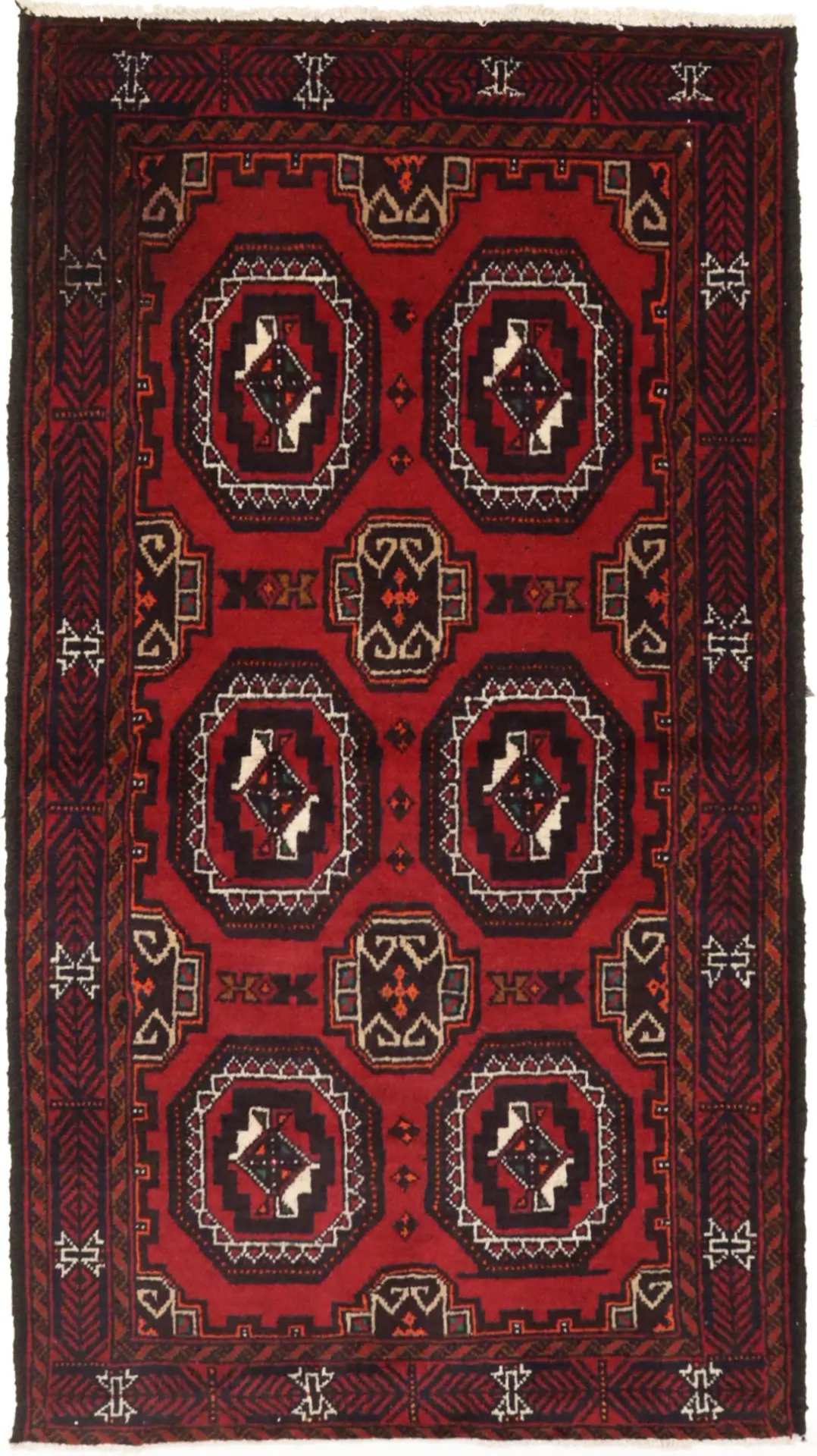 Vintage Red Tribal 3X6 Turkoman Balouch Persian Rug