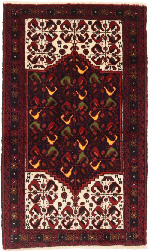 Vintage Red Tribal 3'2X5'4 Balouch Persian Rug