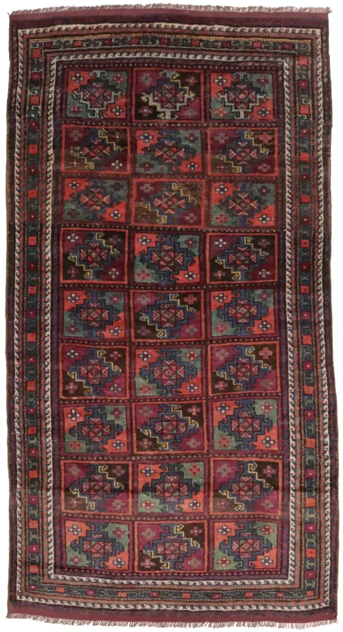 Vintage Brown Violet Tribal 4X8 Ghoochan Persian Rug