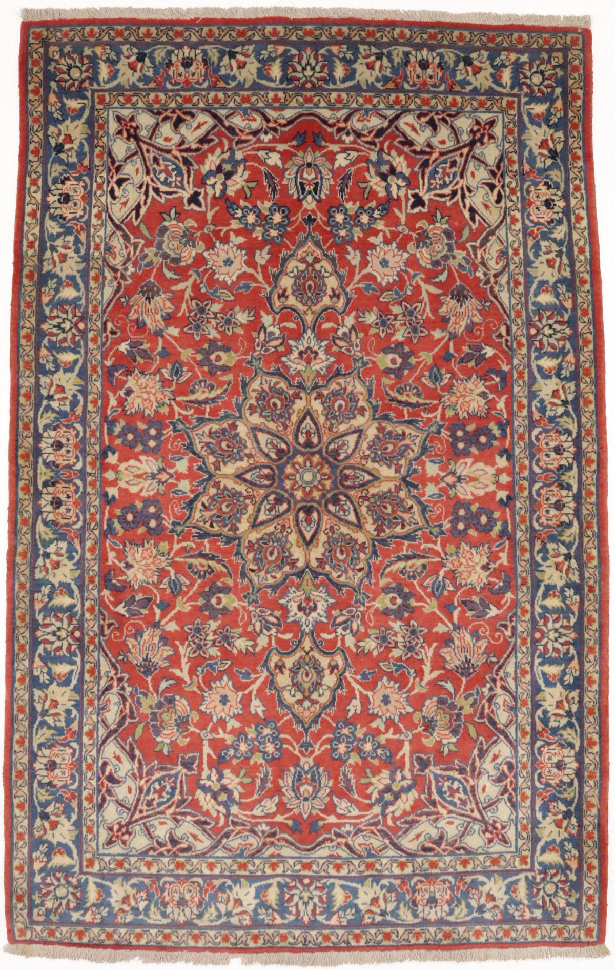 Semi Antique Red Traditional 3'6X5'6 Isfahan Persian Rug