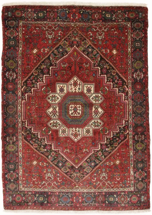 Vintage Geometric Red 3'4X4'9 Bidjar Persian Rug