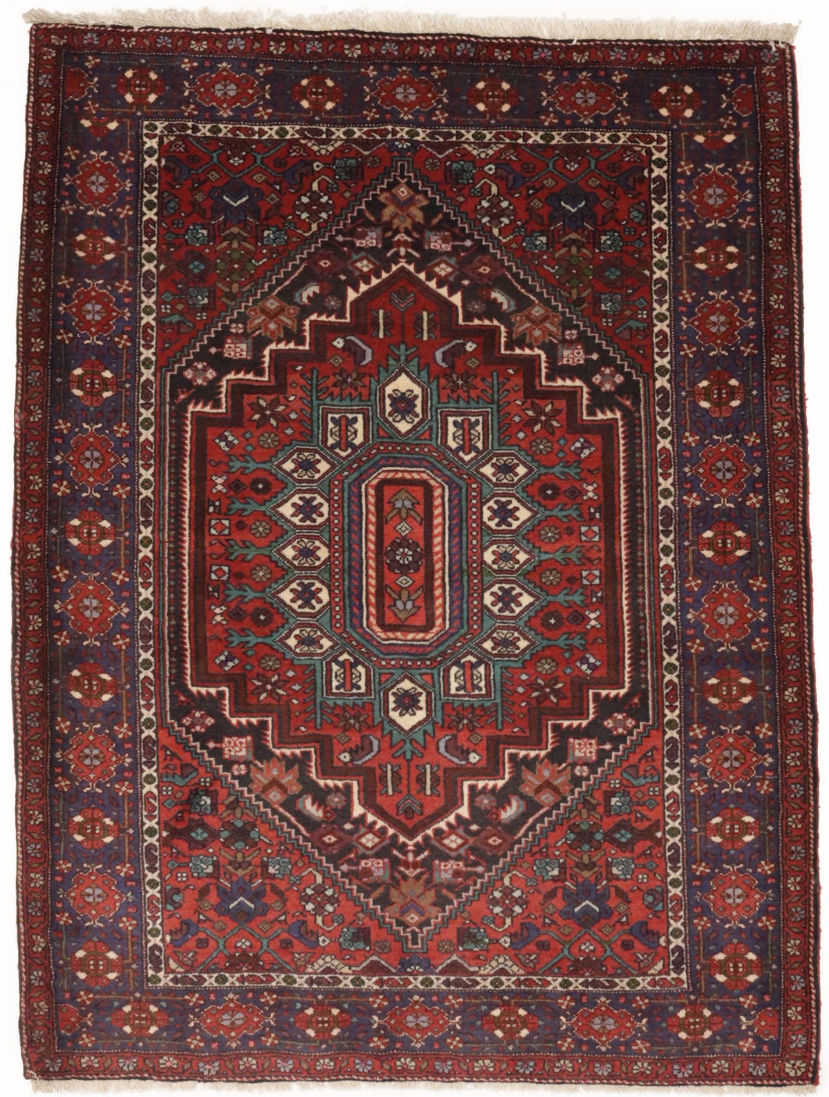 Geometric Red Bidjar Oriental Round Rug 5x5