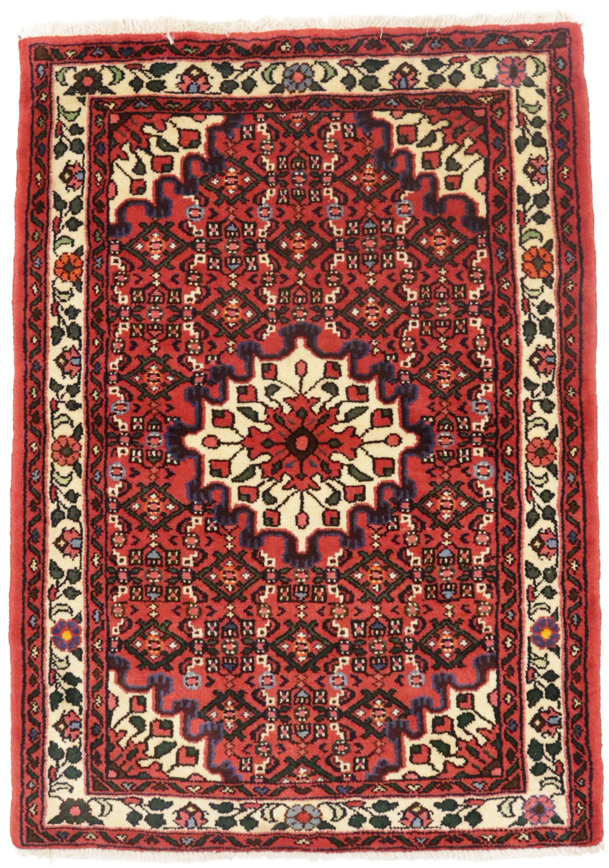 Cream Floral 3X4 Indo-Nain Oriental Rug