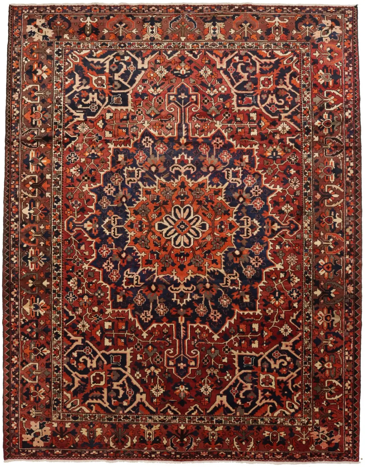 Antique Rusty Red Tribal 9X13 Bakhtiari Persian Rug