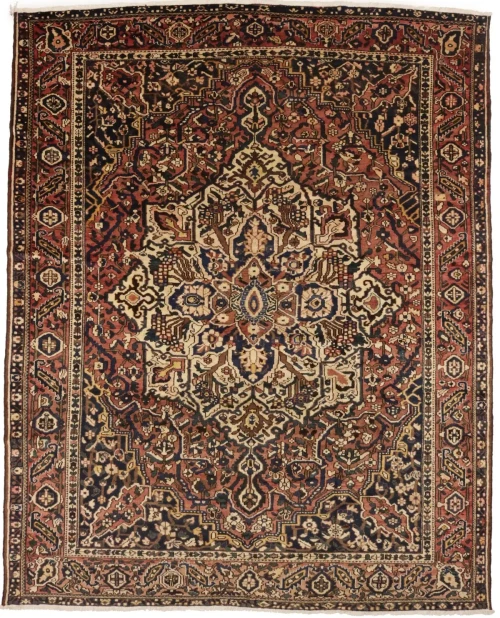 Antique Rust Tribal 10X13 Bakhtiari Persian Rug