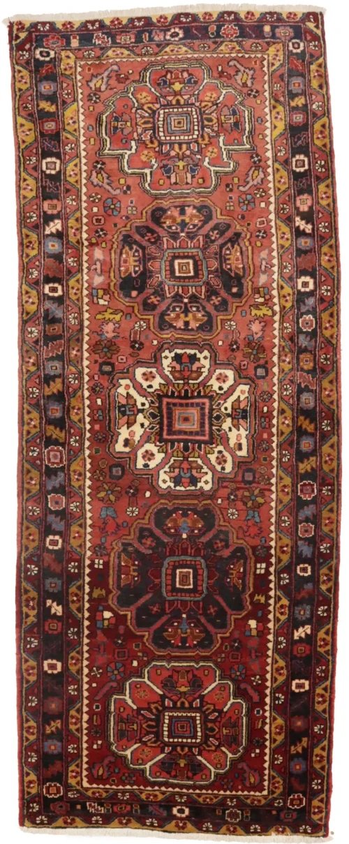 Vintage Floral 4X10'5 Heriz Goravan Persian Runner Rug