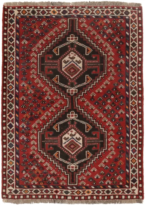 Vintage Rusty Red Geometric 3'6X4'9 Shiraz Persian Rug