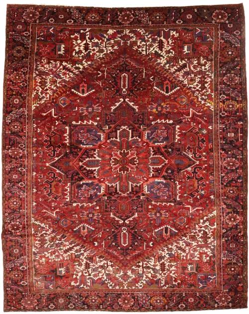 Semi Antique Red Geometric 11X14 Heriz Persian Rug