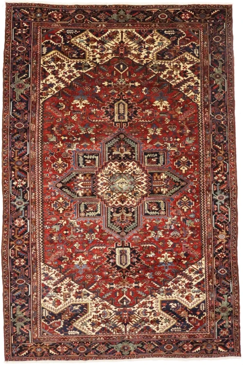 Semi Antique Red Geometric 10'4X15'7 Heriz Persian Rug